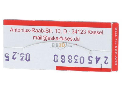 Ansicht hinten Eska 520.615 G-Sicherungseinsatz F 630mA 5x20mm 