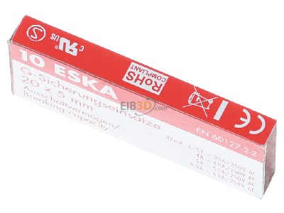 Ansicht oben vorne Eska 520.615 G-Sicherungseinsatz F 630mA 5x20mm 