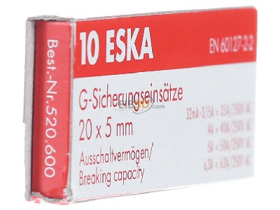 Ansicht links Eska 520.617 G-Sicherungseinsatz F 1A 5x20mm 