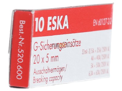 Ansicht links Eska 520.620 G-Sicherungseinsatz F 2A 5x20mm 