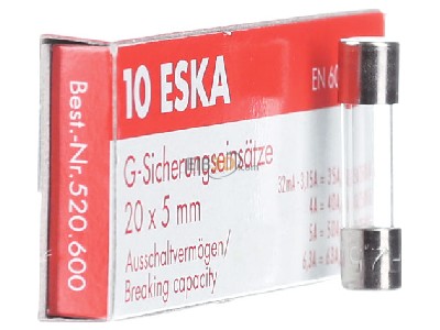 View on the left Eska 520.621 Miniature fuse fast 2,5A 5x20 mm 

