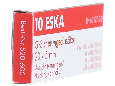View on the left Eska 520.624 Miniature fuse fast 5A 5x20 mm 
