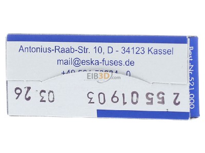 Ansicht hinten Eska 521.012 G-Sicherungseinsatz M 315mA 5x20mm 