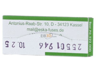 Ansicht hinten Eska 522.023 G-Sicherungseinsatz T 4A 5x20mm 