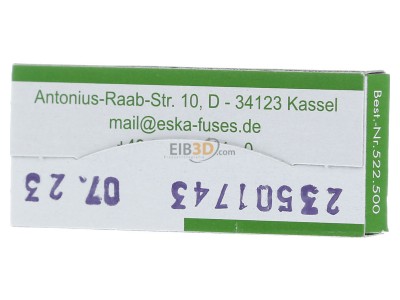 Ansicht hinten Eska 522.517 G-Sicherungseinsatz T 1A 5x20mm 