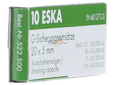 Ansicht links Eska 522.522 G-Sicherungseinsatz T 3,15A 5x20mm 