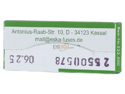 Ansicht hinten Eska 522.522 G-Sicherungseinsatz T 3,15A 5x20mm 