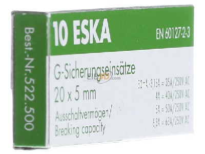 View on the left Eska 522.523 Miniature fuse time-lag 4A 5x20 mm 
