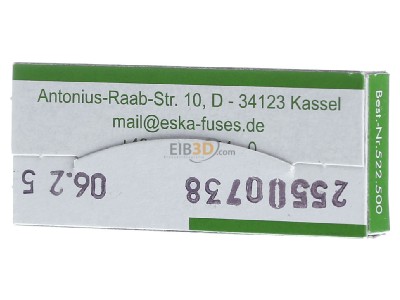 Back view Eska 522.523 Miniature fuse time-lag 4A 5x20 mm 
