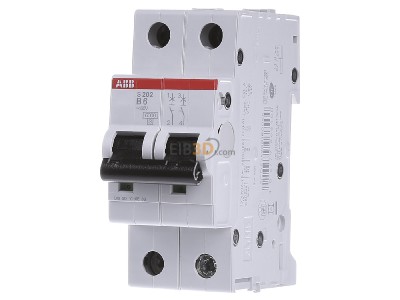 Front view ABB S202-B6 Miniature circuit breaker 2-p B6A 
