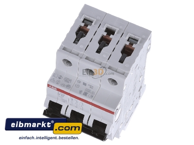 View up front ABB Stotz S&J 2CDS253001R0105 Miniature circuit breaker 3-p B10A
