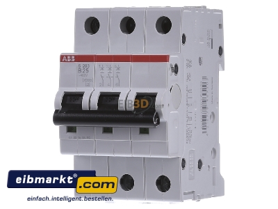 Front view ABB Stotz S&J S 203-B 25 Miniature circuit breaker 3-p B25A
