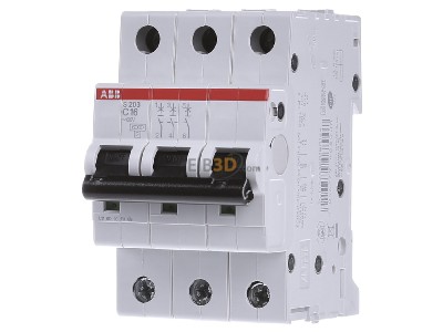 Front view ABB S203-C16 Miniature circuit breaker 3-p C16A 
