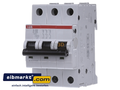 Front view ABB Stotz S&J S 203-C 20 Miniature circuit breaker 3-p C20A - 
