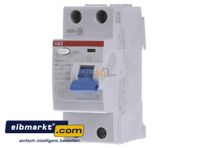 Front view ABB Stotz S&J 2CSF202101R3400 Residual current breaker 2-p 40/0,3A
