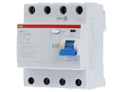 Front view ABB F204A-25/0,03 Residual current breaker 4-p 
