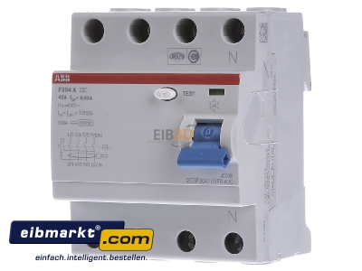 Front view ABB Stotz S&J F204A-40/0,03 Residual current breaker 4-p 40/0,03A
