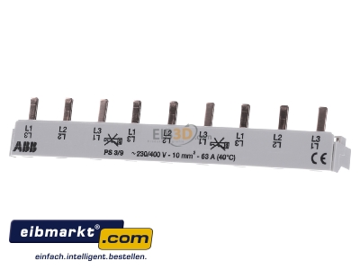 Front view ABB Stotz S&J PS 3/9 Phase busbar 3-p 10mm² 162mm 
