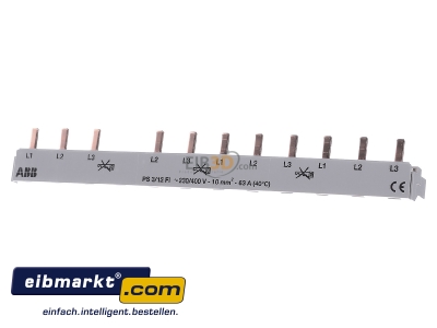 Front view ABB Stotz S&J PS 3/12 FI fix Phase busbar 3-p 10mm
