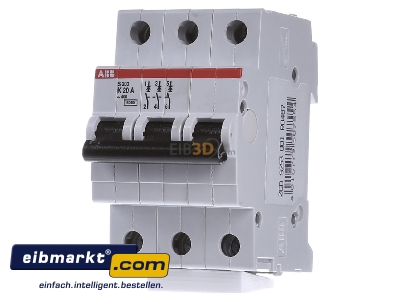 Front view ABB Stotz S&J S 203-K 20 Miniature circuit breaker 3-p K20A 
