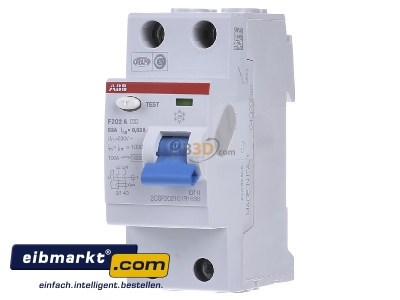 Front view ABB Stotz S&J F 202A-63/0,03 Residual current breaker 2-p 63/0,03A - 
