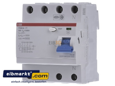 Front view ABB Stotz S&J F 204A-63/0,03 Residual current breaker 4-p 63/0,03A
