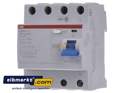 Front view ABB Stotz S&J F 204A-63/0,3 Residual current breaker 4-p 63/0,3A
