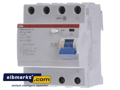 Front view ABB Stotz S&J F204A-40/0,03AP-R Residual current breaker 4-p 40/0,03A
