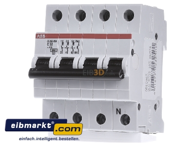 Frontansicht ABB Stotz S&J S203-C32NA Sicherungsautomat 6kA 32A C 3p+N (4p) 