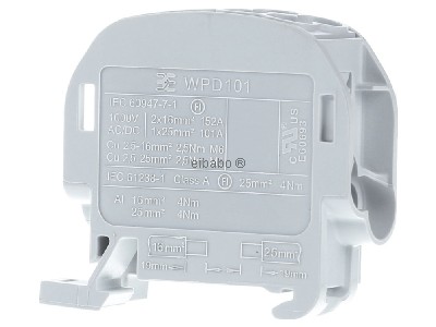 Frontansicht Weidm�ller WPD 101 2X25/2X16 GY Hauptleitungsabzweigklemme W-Reihe, TS 35 