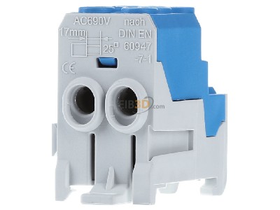 Ansicht hinten Weidm�ller WPD 100 2X25/6X10 BL Hauptleitungsabzweigklemme W-Reihe, TS 35 