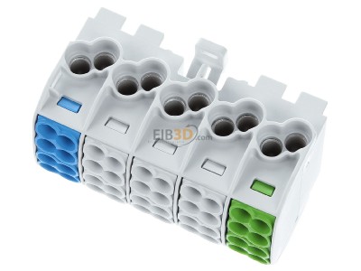 Ansicht oben vorne Weidm�ller WPD501 2x#1562140000 Hauptleitungsabzweigklemme 252X161XGN/3XGY/1XBL WPD501 2x1562140000