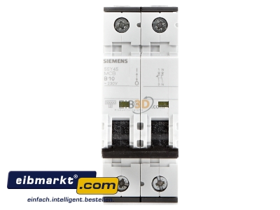 Front view Miniature circuit breaker 2-p B10A 5SY4510-6 Siemens Indus.Sector 5SY4510-6
