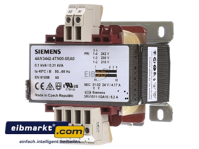 Frontansicht Siemens Indus.Sector 4AM34424TN000EA0 Sitas-Transformator Pri230+/-5V Sec24V 4AM3442-4TN00-0EA0