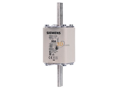 Front view Siemens 3NA3224 Low Voltage HRC fuse NH2 80A 
