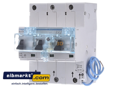 Front view Hager HTN363E Selective mains circuit breaker 3-p 63A
