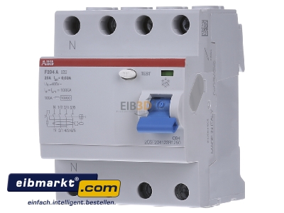 Front view ABB Stotz S&J F204A-25/0,03li Residual current breaker 4-p 25/0,03A - 
