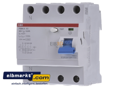 Front view ABB Stotz S&J F 204A-40/0,03li Residual current breaker 4-p 40/0,03A
