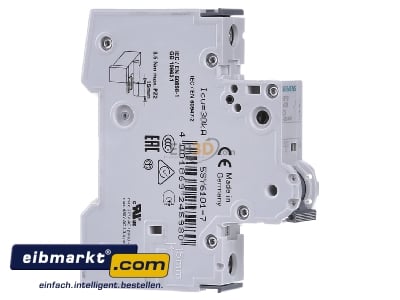 View on the left Siemens Indus.Sector 5SY6101-7 Miniature circuit breaker 1-p C1A - 
