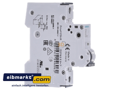Ansicht links Siemens Indus.Sector 5SY6113-7 LS-Schalter C13A,1pol,T=70,6kA 