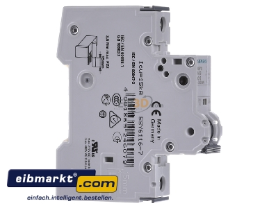 Ansicht links Siemens Indus.Sector 5SY6116-7 LS-Schalter C16A,1pol,T=70,6kA 