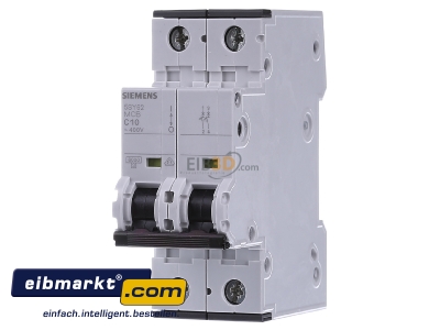 Frontansicht Siemens Indus.Sector 5SY6210-7 LS-Schalter C10A,2pol,T=70,6kA 