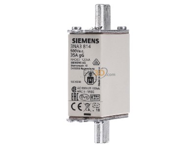 Frontansicht Siemens 3NA3814 NH-Sicherungseinsatz G000 35A 500AC/250DC 