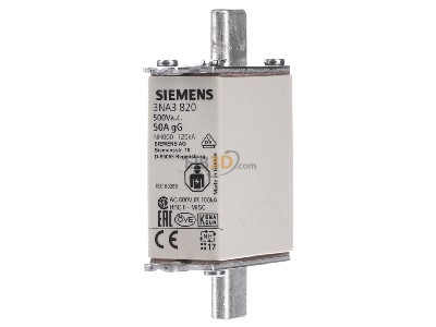 Frontansicht Siemens 3NA3820 NH-Sicherungseinsatz G000 50A 500AC/250DC 