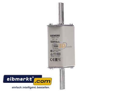 Front view Siemens Indus.Sector 3NA3114 Low Voltage HRC fuse NH1 35A
