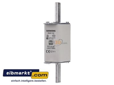 Frontansicht Siemens Indus.Sector 3NA3122 NH-Sicherungseinsatz G1 63A 500AC/440VDC 
