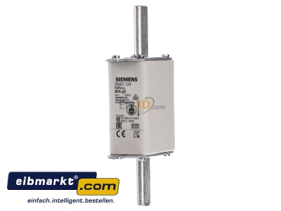 Frontansicht Siemens Indus.Sector 3NA3124 NH-Sicherungseinsatz G1 80A 500AC/440VDC 
