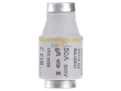 Front view Siemens 5SD460 Diazed fuse link DIII 50A 
