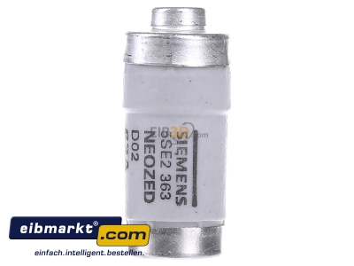Front view Siemens Indus.Sector 5SE2363 Neozed fuse link D02 63A
