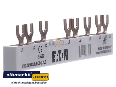 View on the left Eaton (Installation) EVG-3PHAS/N/5MODULLS Phase busbar 3-p 10mm 157mm
